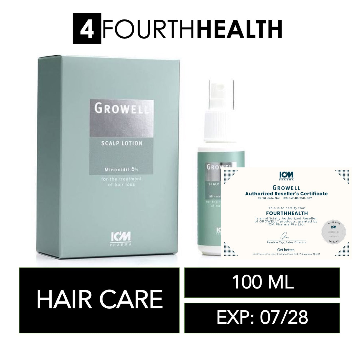 [EXP 08/27] Growell Scalp Lotion Minoxidil 5% 100ML - for the treatment of hair loss