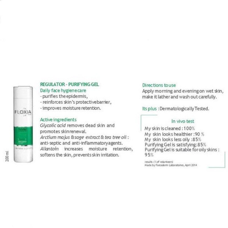 [EXP 06/29] Floxia Purifying Gel 200ML - for acne prone oily skin