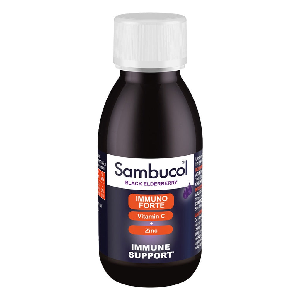 [EXP 02/27] Sambucol Immuno Forte (120ml) (3y+) (UK Version) | Immune Support | Vitamin C | Zinc | Black Elderberry