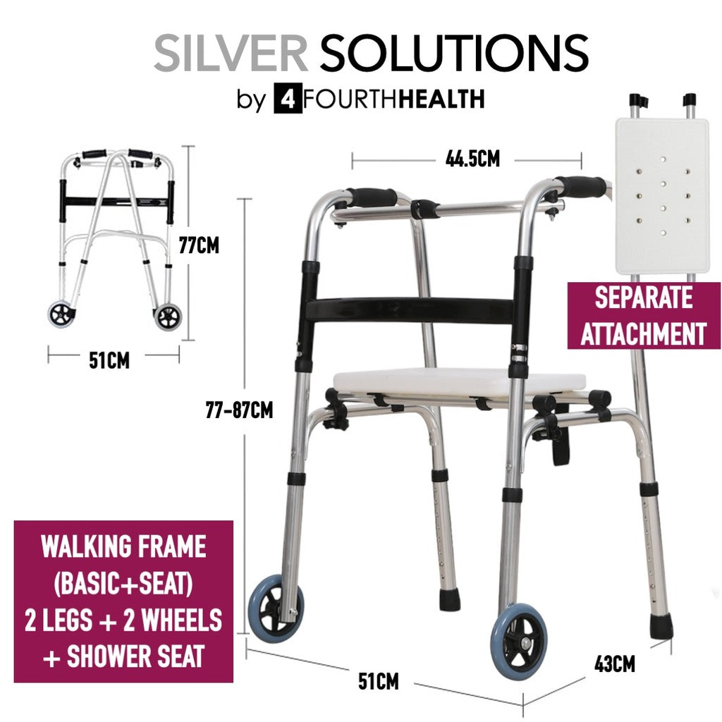 Elderly Walker Walking Frame | Walking Aid | Adjustable Foldable | Aluminium Alloy