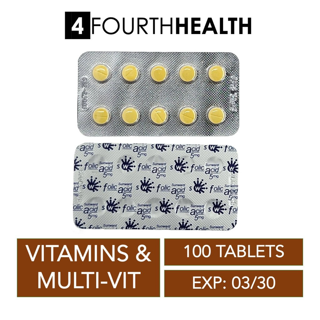 [EXP 03/30] Sunward Folic Acid 5mg Tablet | 100 Tablets