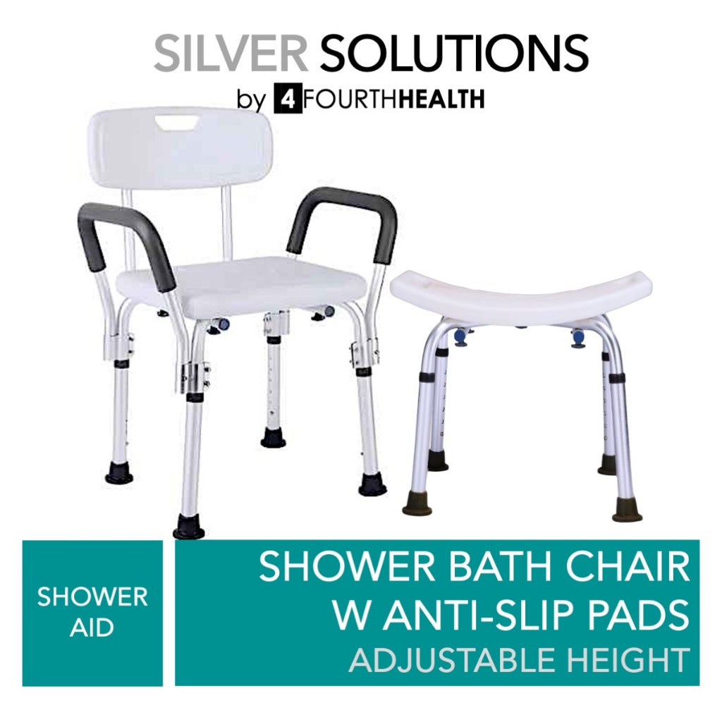 Adjustable Non-Slip Shower Chair Bath Seat | Waterproof Rust-Resistant Frame | for Elderly, Seniors, Disabled