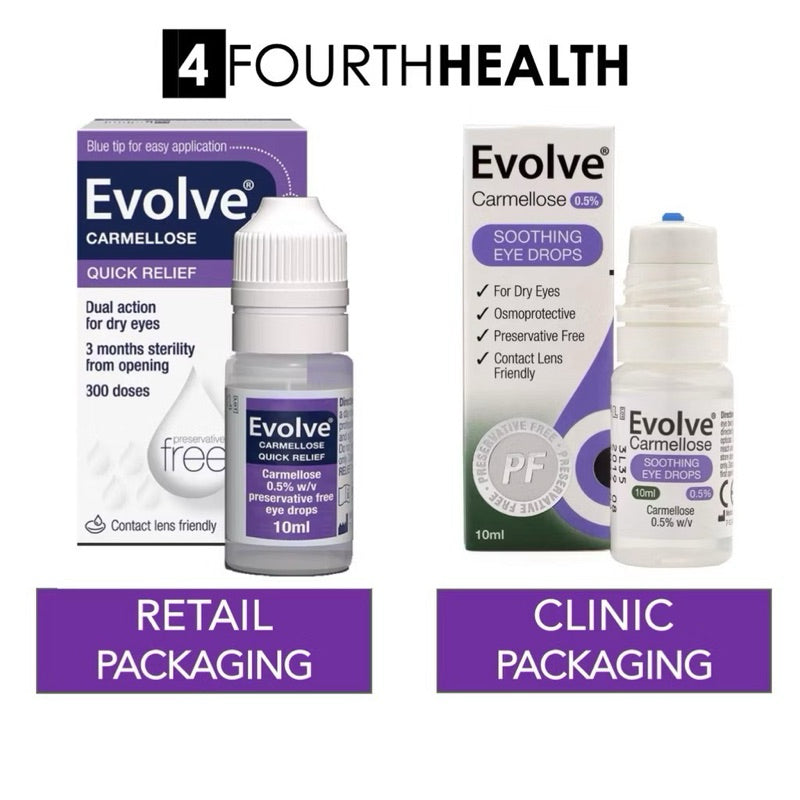 [EXP 08/26] Evolve Carmellose Soothing Eye Drops 10ml - for dry eyes, contact lens friendly