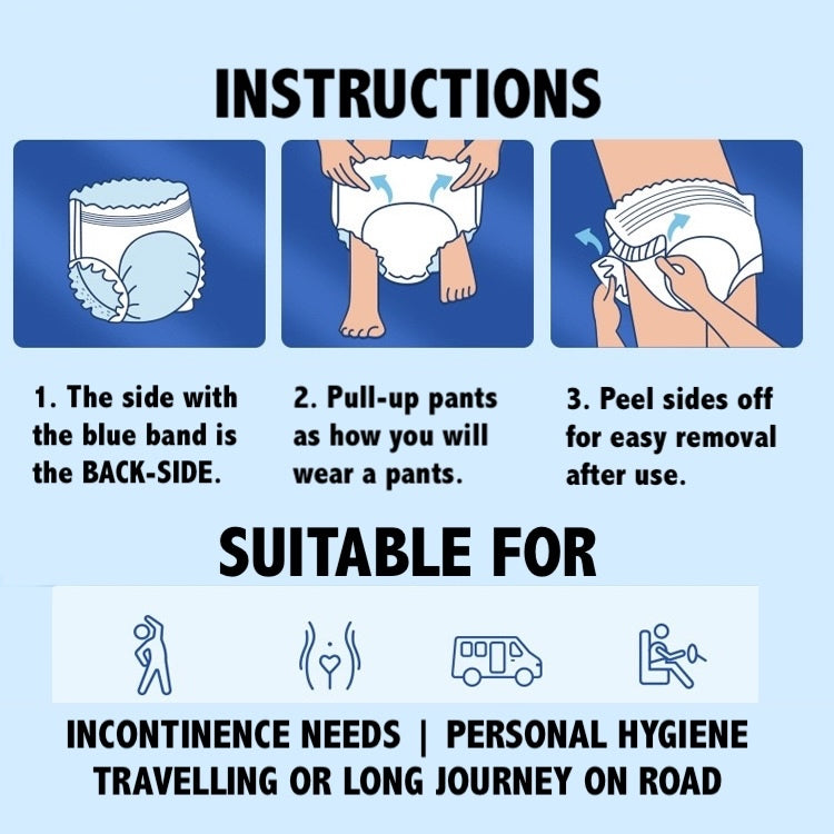 Adult Diapers Pull-Up Pants | Incontinence Pads (10pc/pkt) (4 sizes)