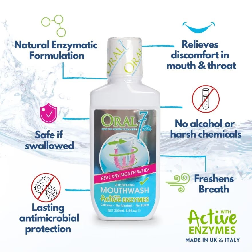 [EXP 02/28] Oral 7 Moisturising Mouth Wash 500ml - Rehydrating Active Enzymes
