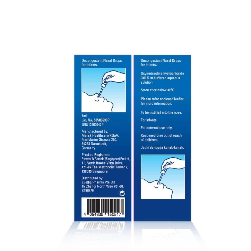 Iliadin Baby (0-1yrs) Decongestant Nasal Drops 0.01%, 5ml (Exp Apr 2026)