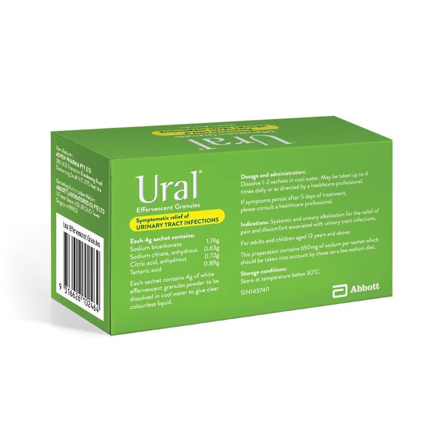 [EXP 06/28] Ural Effervescent Powders 28 sachets - relief from UTI symptoms