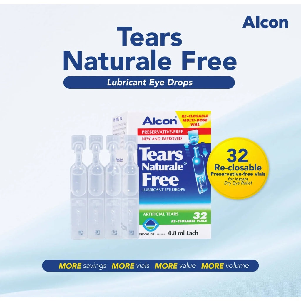 [EXP 08/26] Alcon Tears Naturale Free Lubricant Eye Drops Preservative Free 32 x 0.8ml Vials